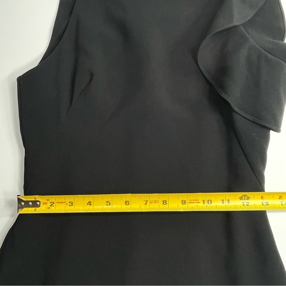 Black Halo Women’s Black Paula Sheathe Dress Ruffle Sleeve One Shoulder Size 2 - Picture 7 of 8